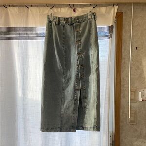 Denim Button-Front Skirt